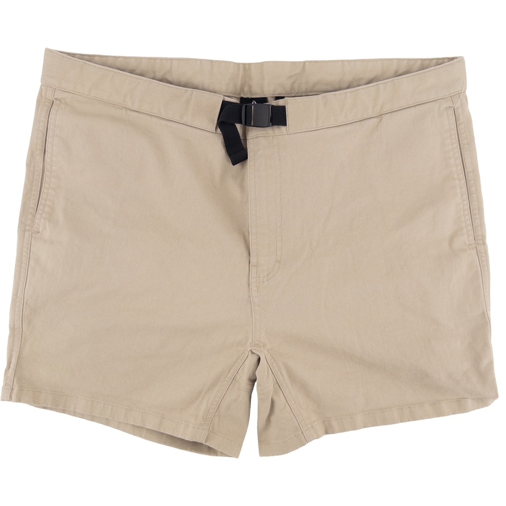 Bearded Goat Mens Large Boundless Canvas Shorts Tan Khaki Belted Gorpcore Hiking